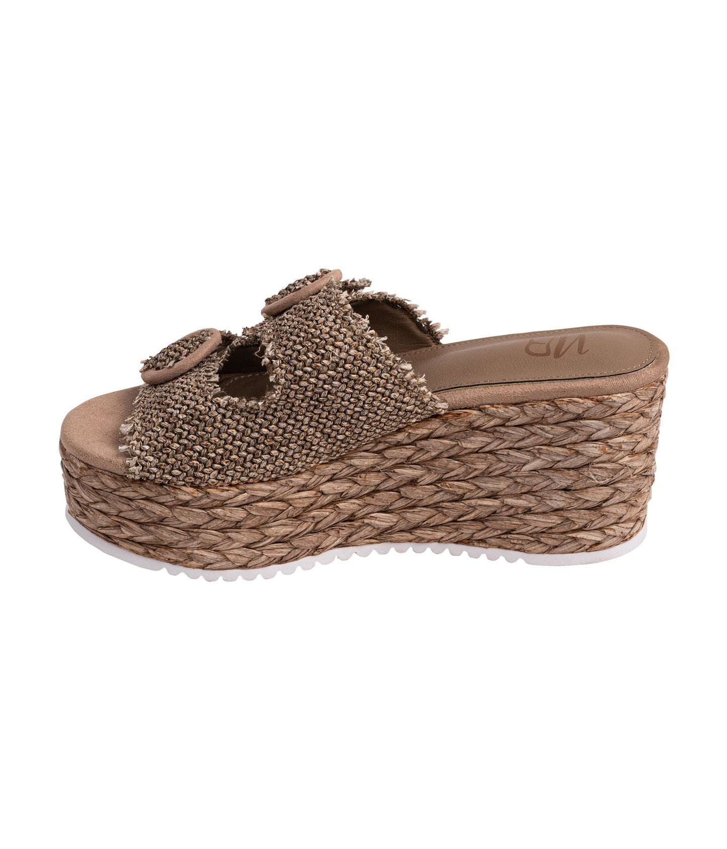 Eriwen Buckle Wedge in Taupe - Loving God