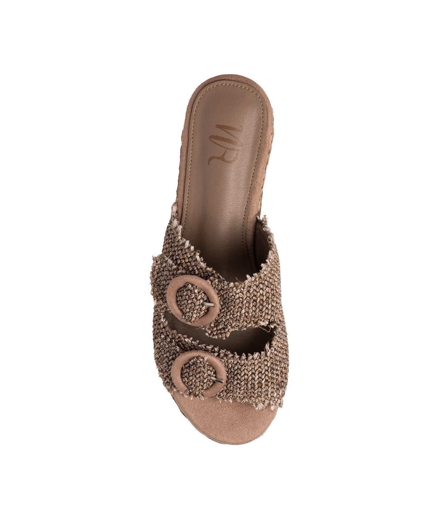 Eriwen Buckle Wedge in Taupe - Loving God
