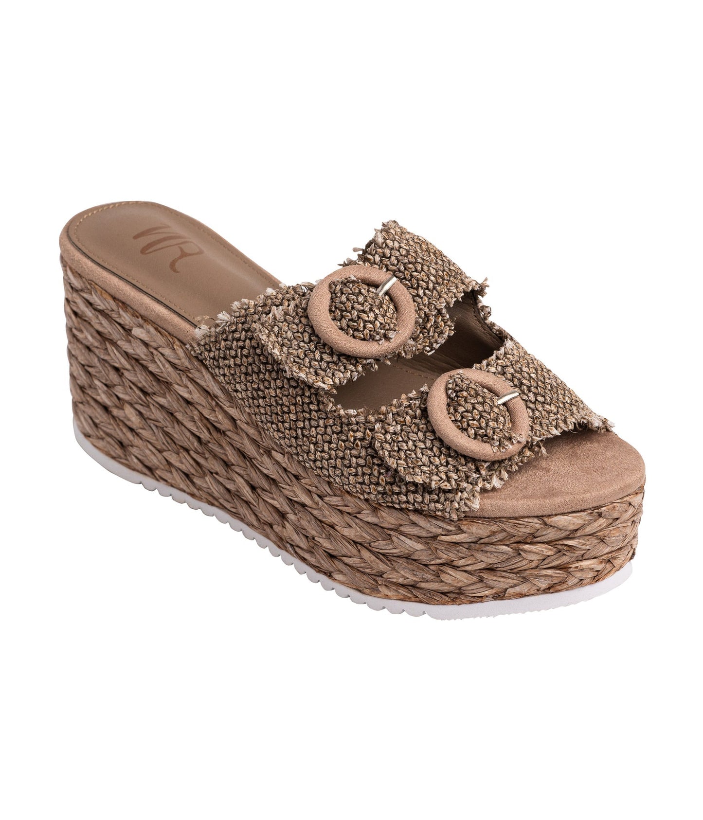 Eriwen Buckle Wedge in Taupe - Loving God