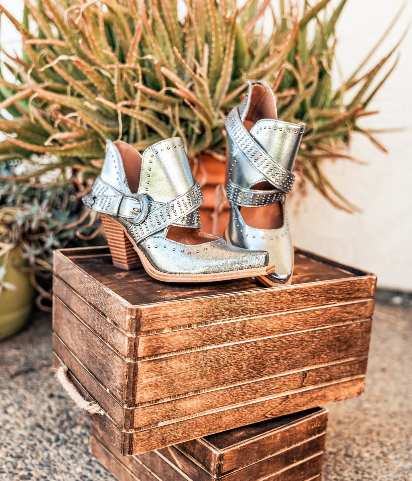 Fiona Ankle Boot in Silver - Loving God