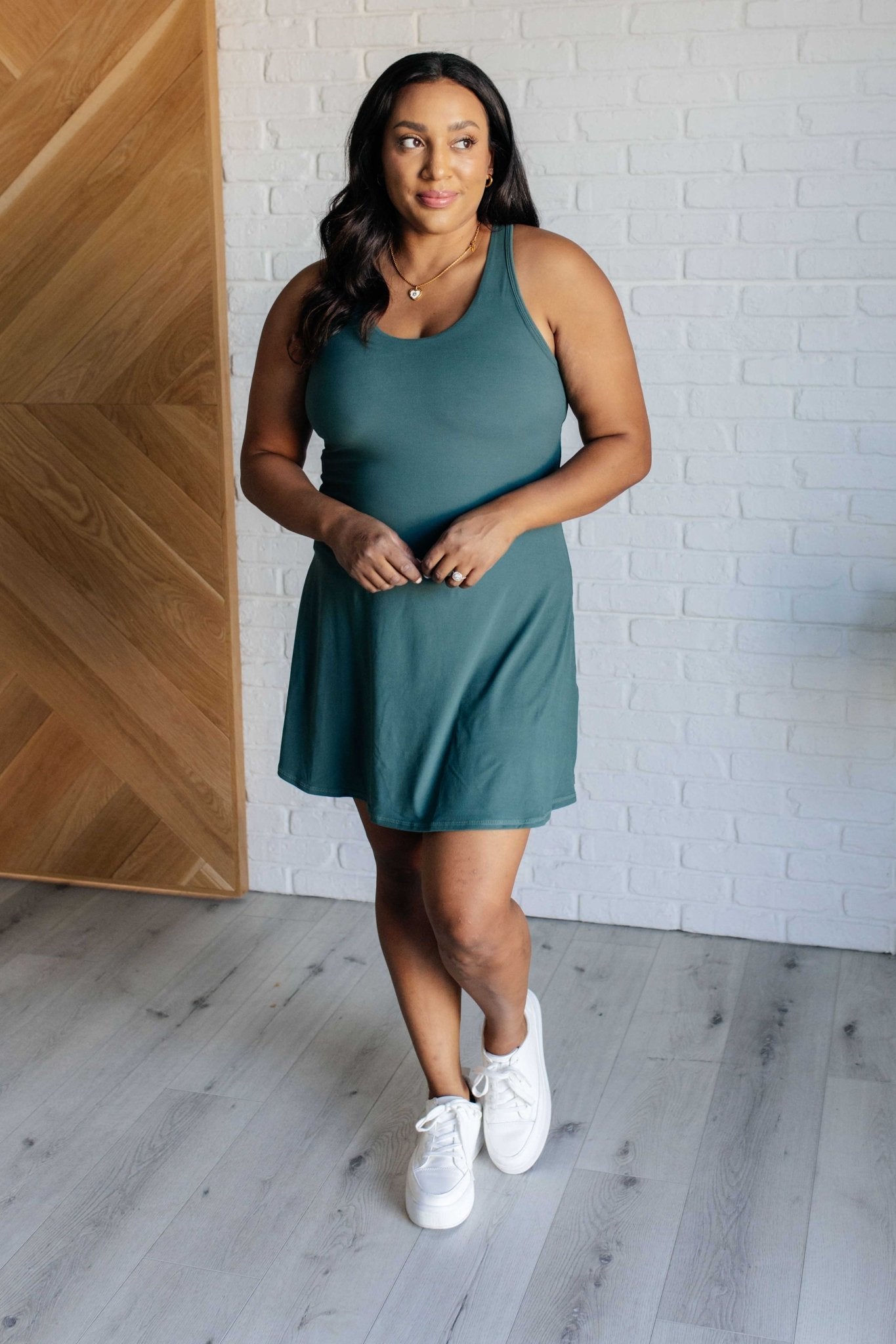 First Serve Dress in Everglade Green - Loving God