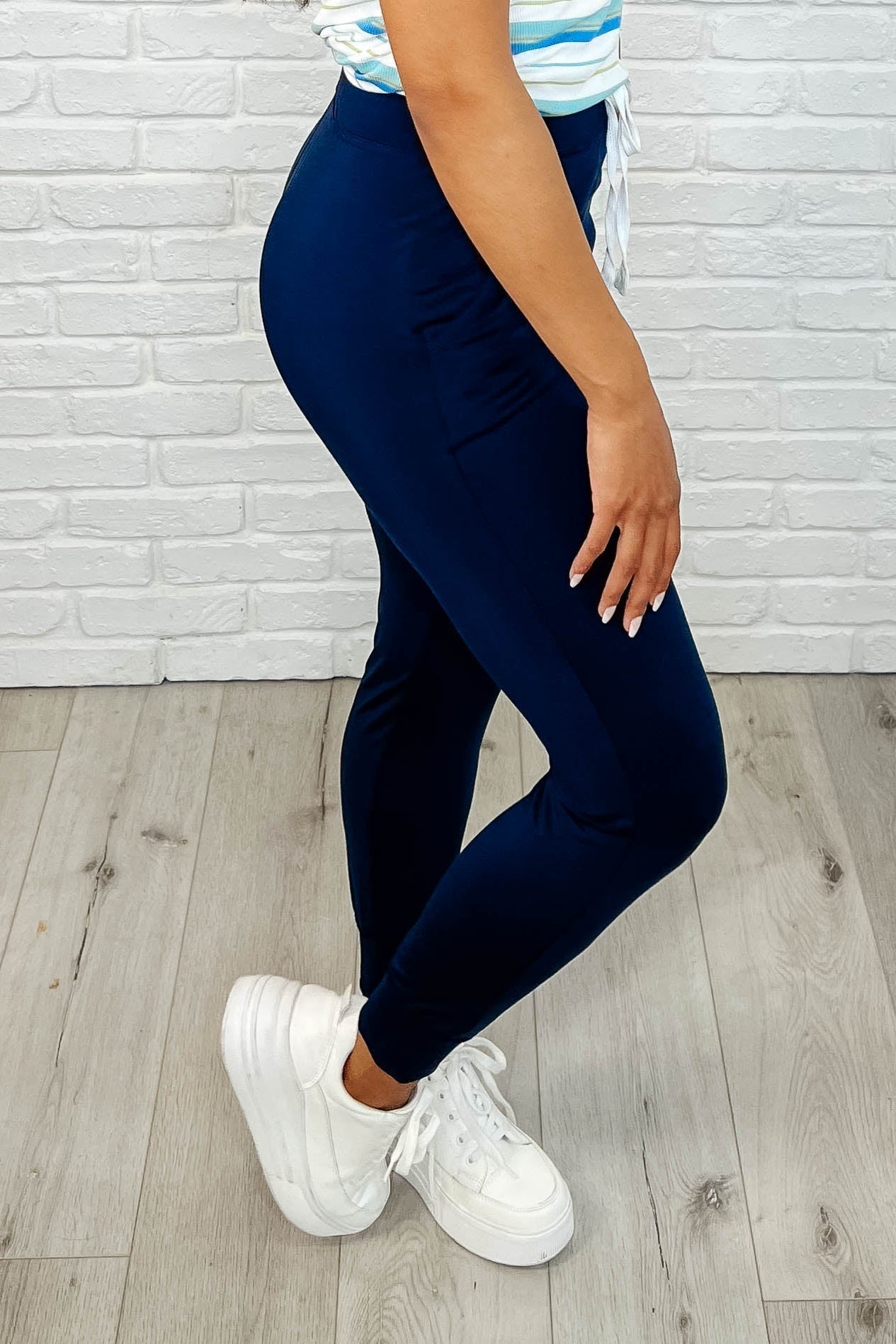 Giving the Run Around Joggers in Navy - Loving God