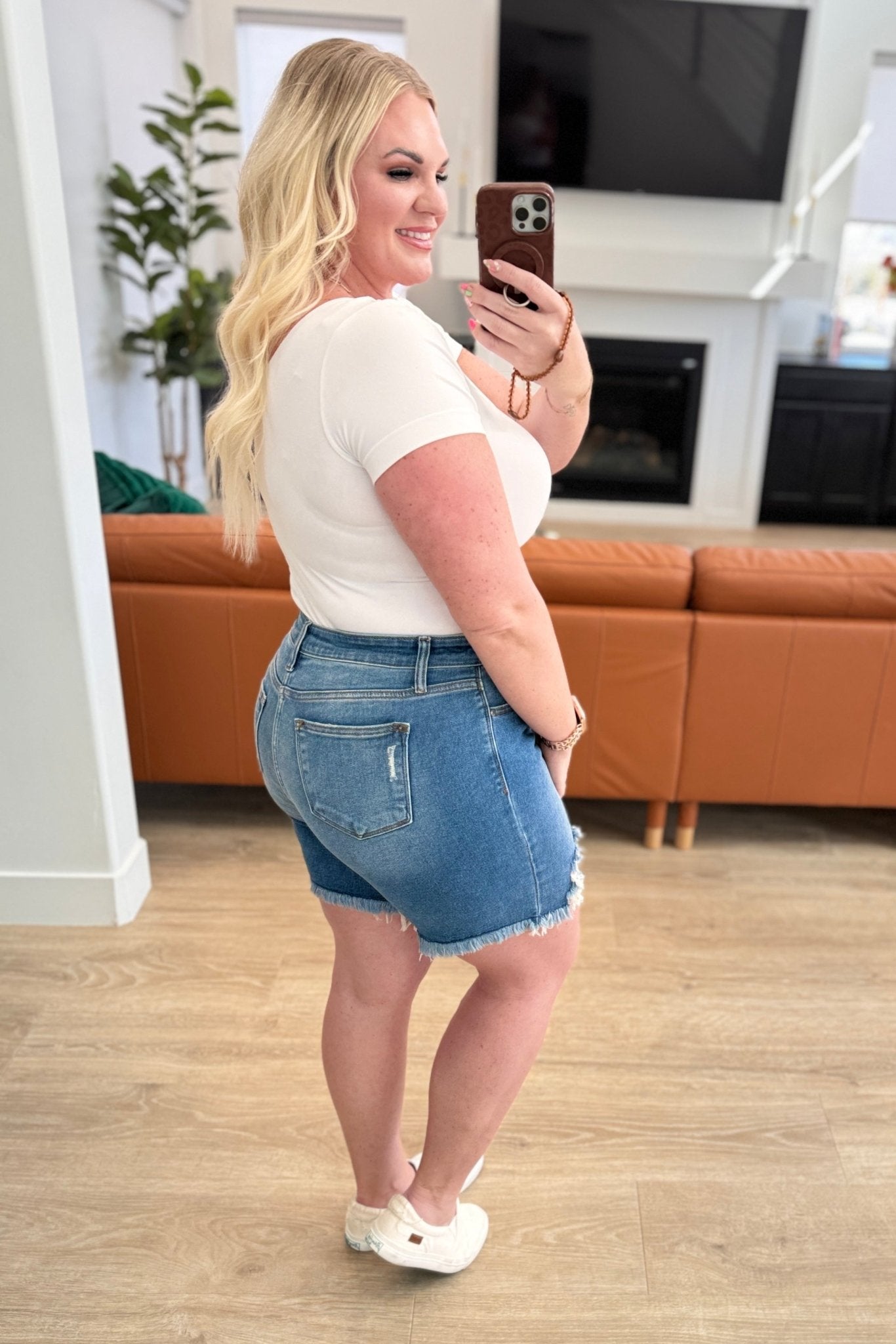 Kelsey Mid Rise Distressed Cutoff Shorts - Loving God