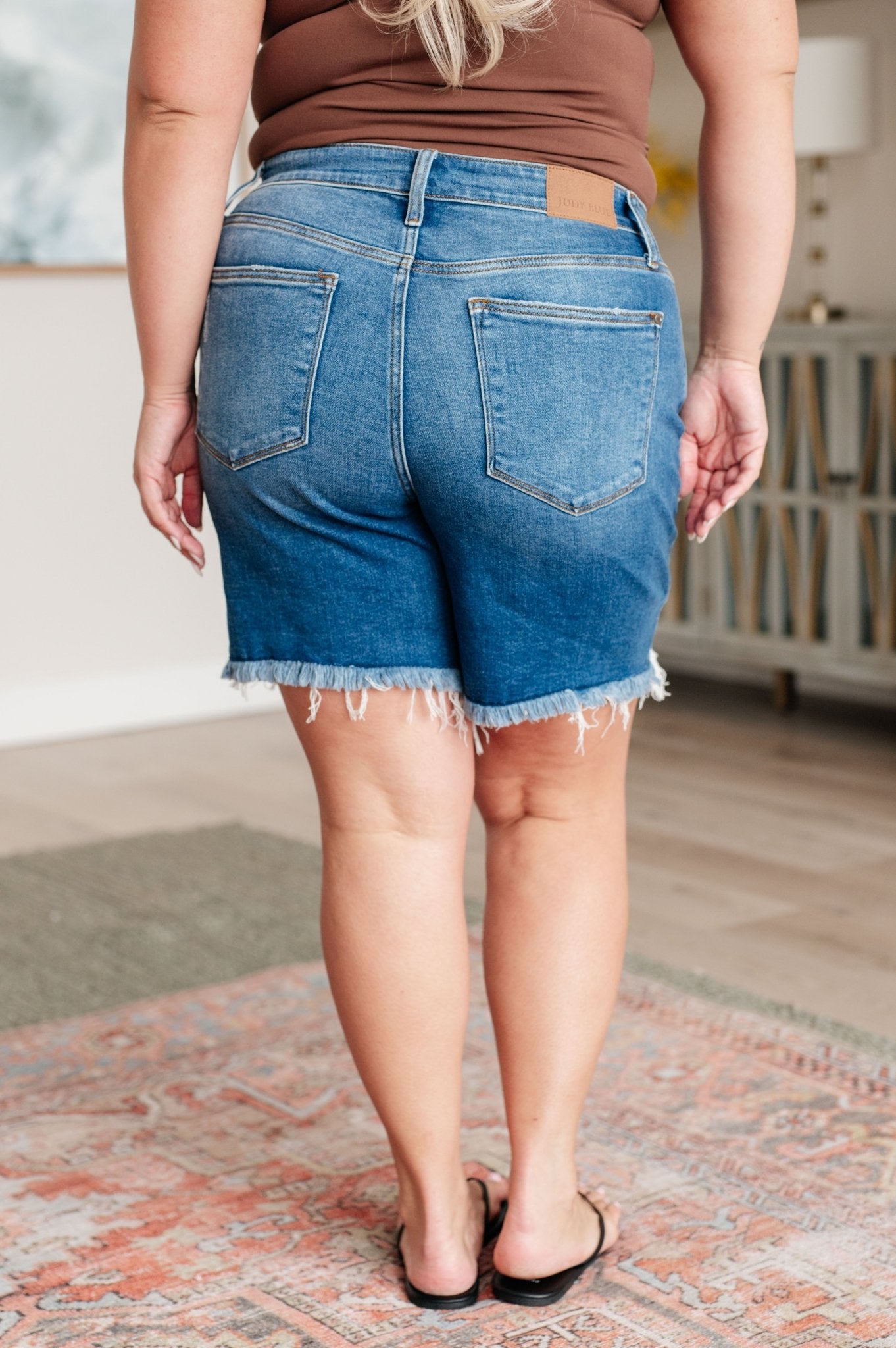 Kelsey Mid Rise Distressed Cutoff Shorts - Loving God