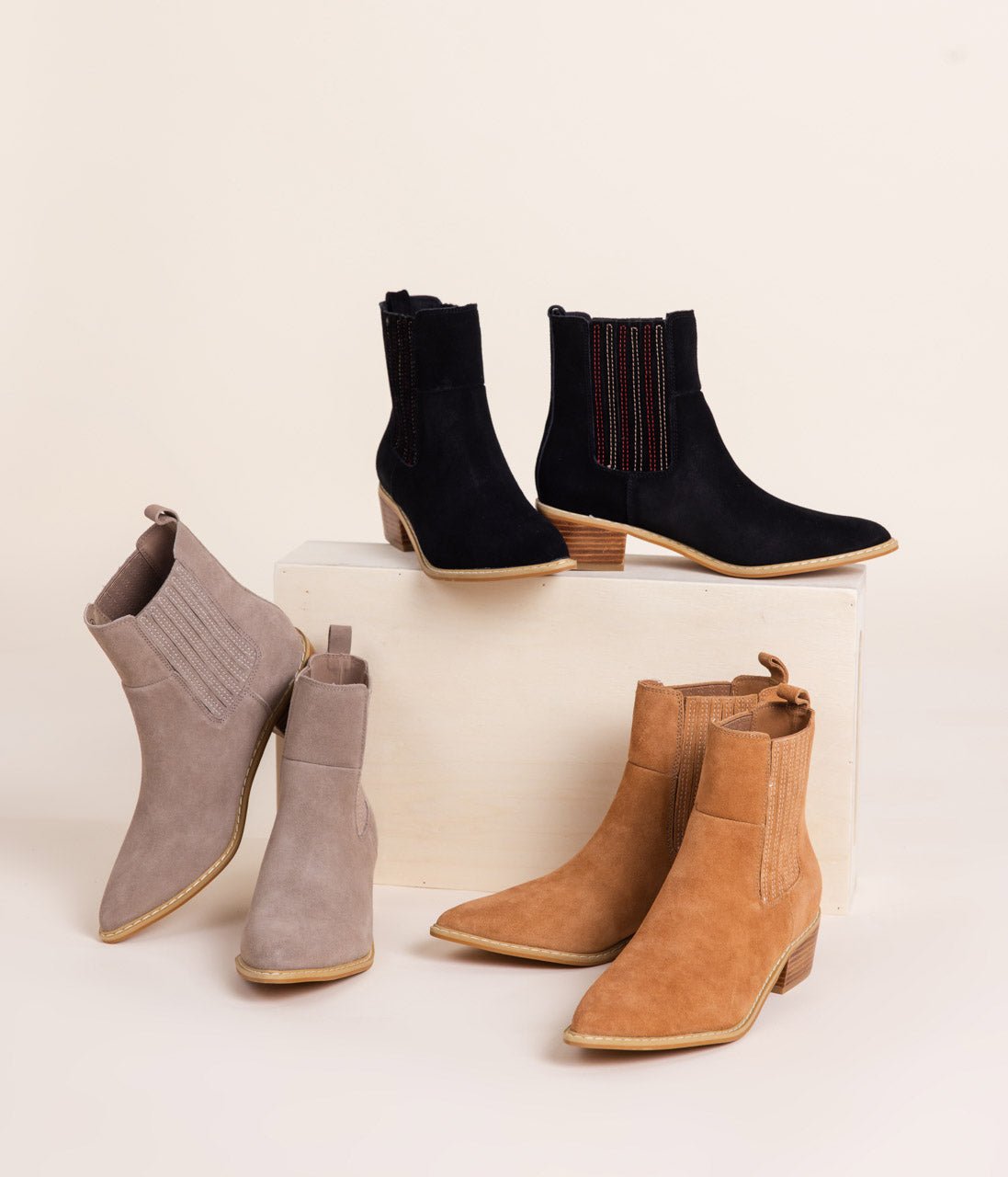 Leonor Suede Ankle Boot in Taupe - Loving God