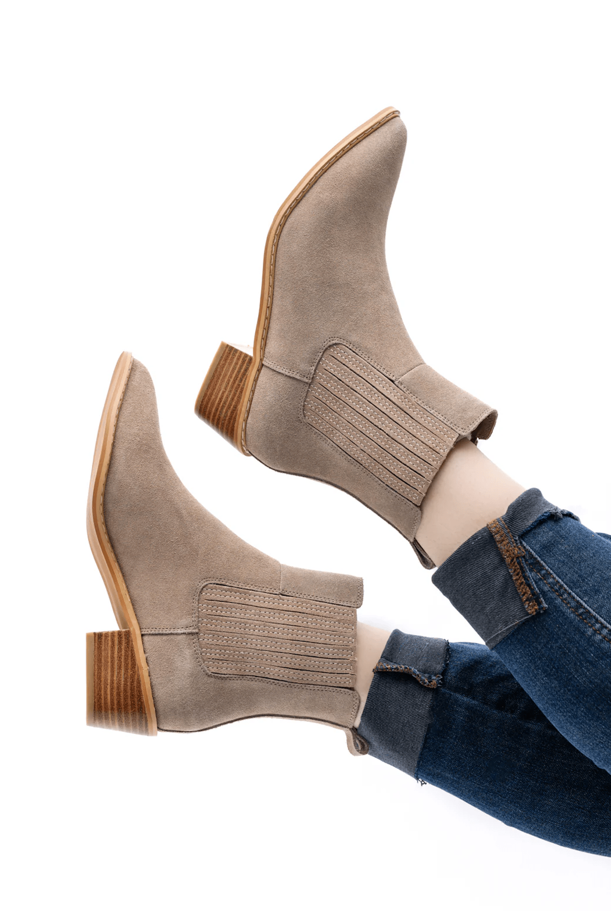 Leonor Suede Ankle Boot in Taupe - Loving God