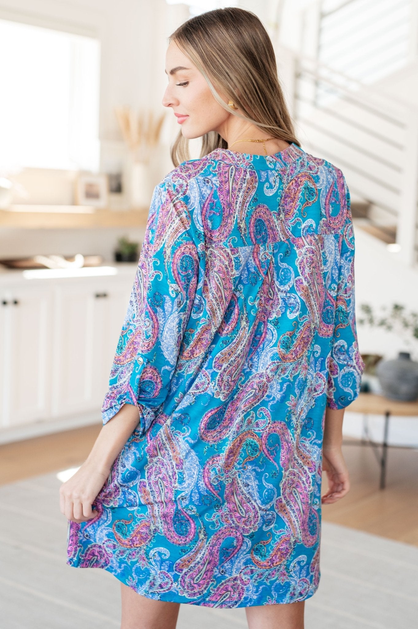 Lizzy Dress in Teal and Pink Paisley - Loving God