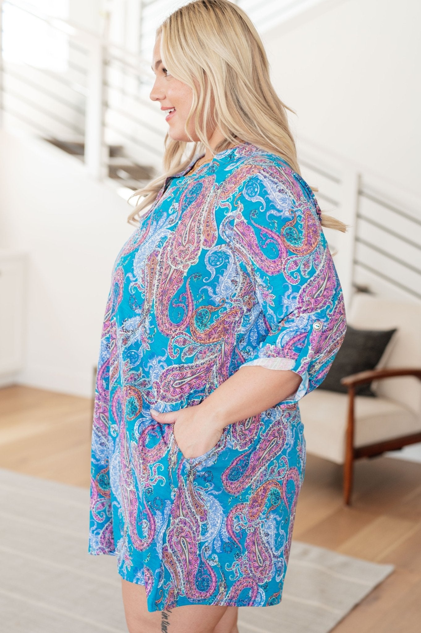 Lizzy Dress in Teal and Pink Paisley - Loving God