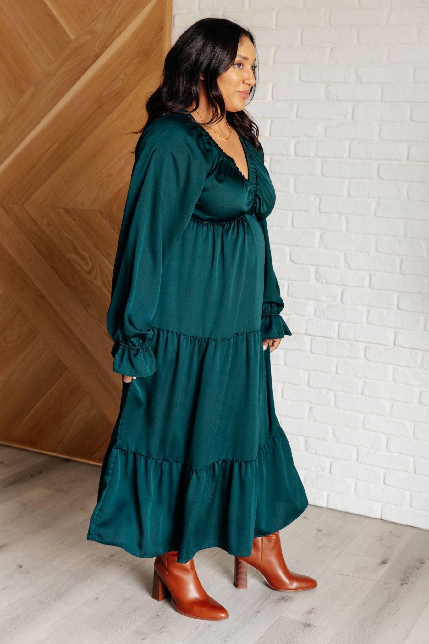 Makes Me Want to Skip Tiered Dress in Hunter Green - Loving God