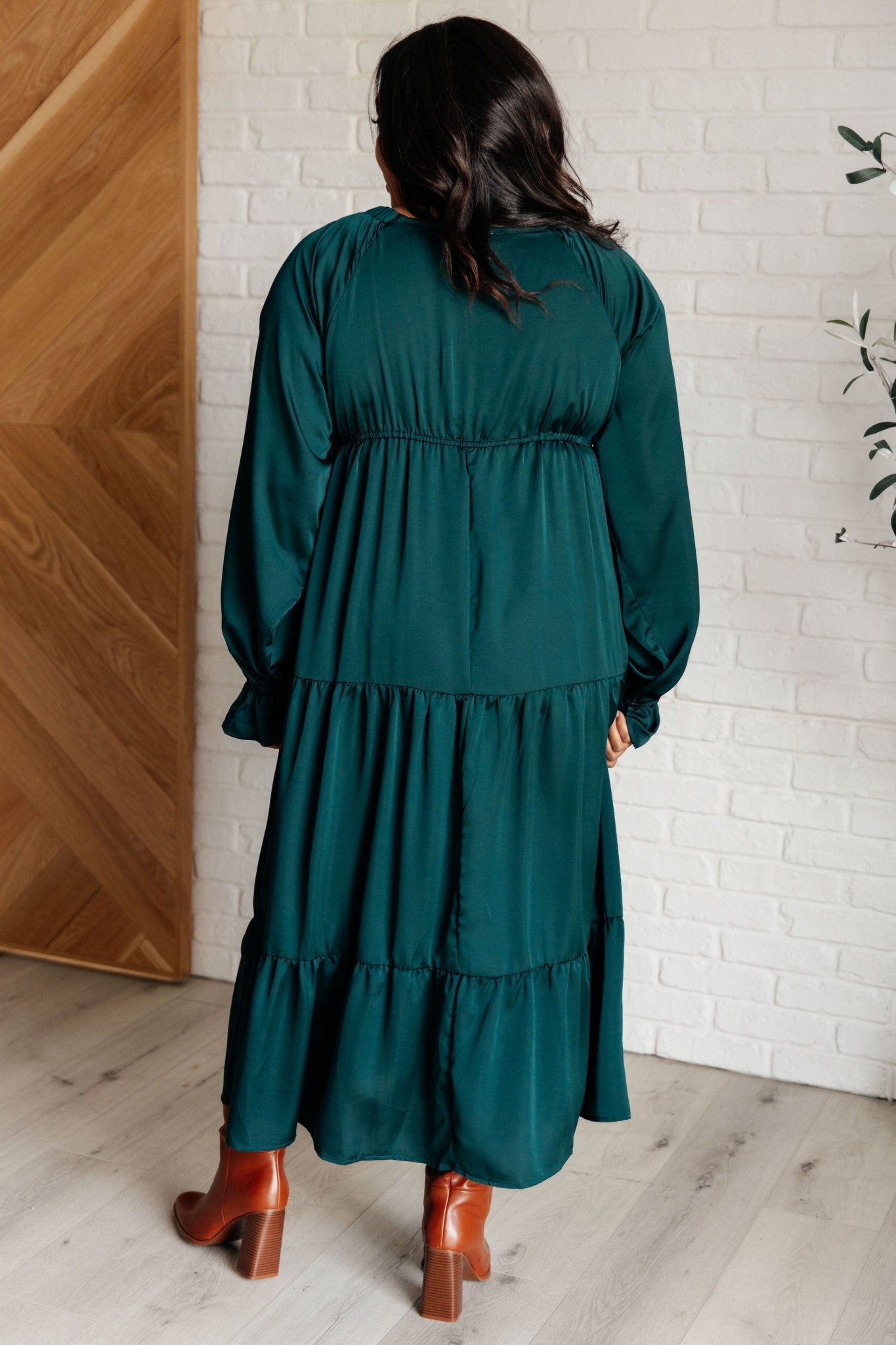 Makes Me Want to Skip Tiered Dress in Hunter Green - Loving God