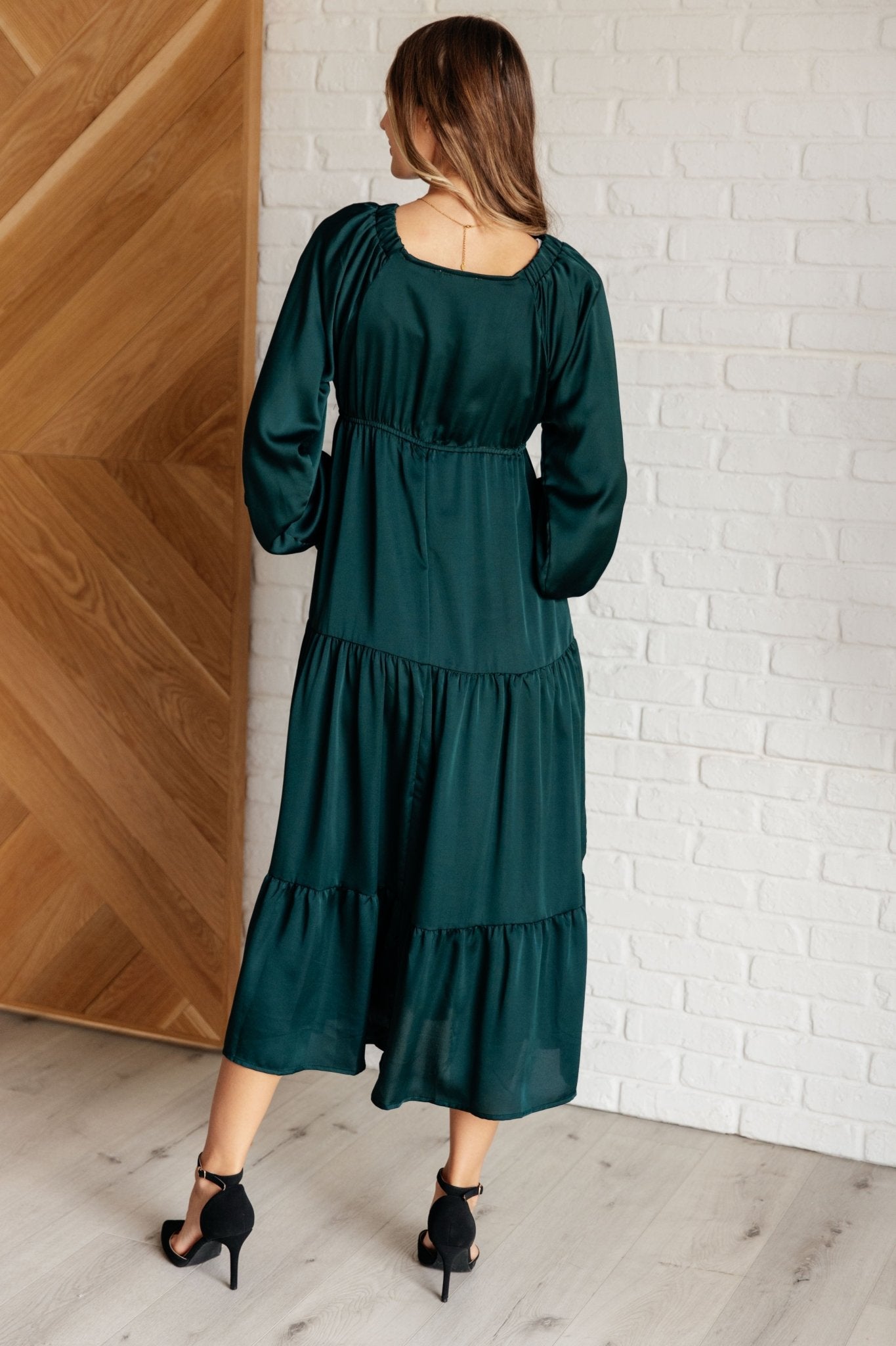 Makes Me Want to Skip Tiered Dress in Hunter Green - Loving God