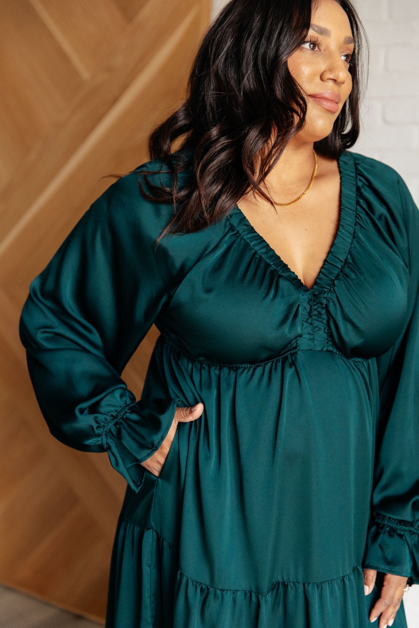 Makes Me Want to Skip Tiered Dress in Hunter Green - Loving God