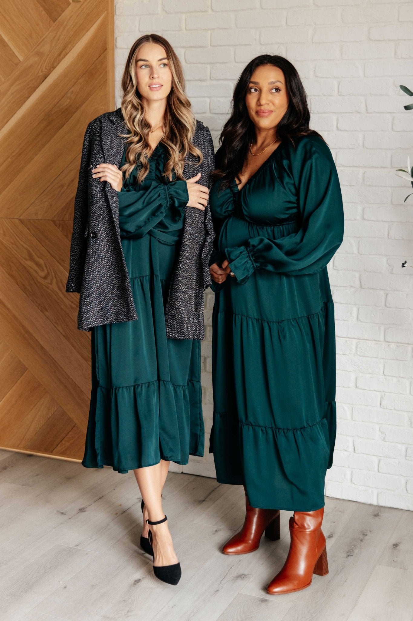 Makes Me Want to Skip Tiered Dress in Hunter Green - Loving God