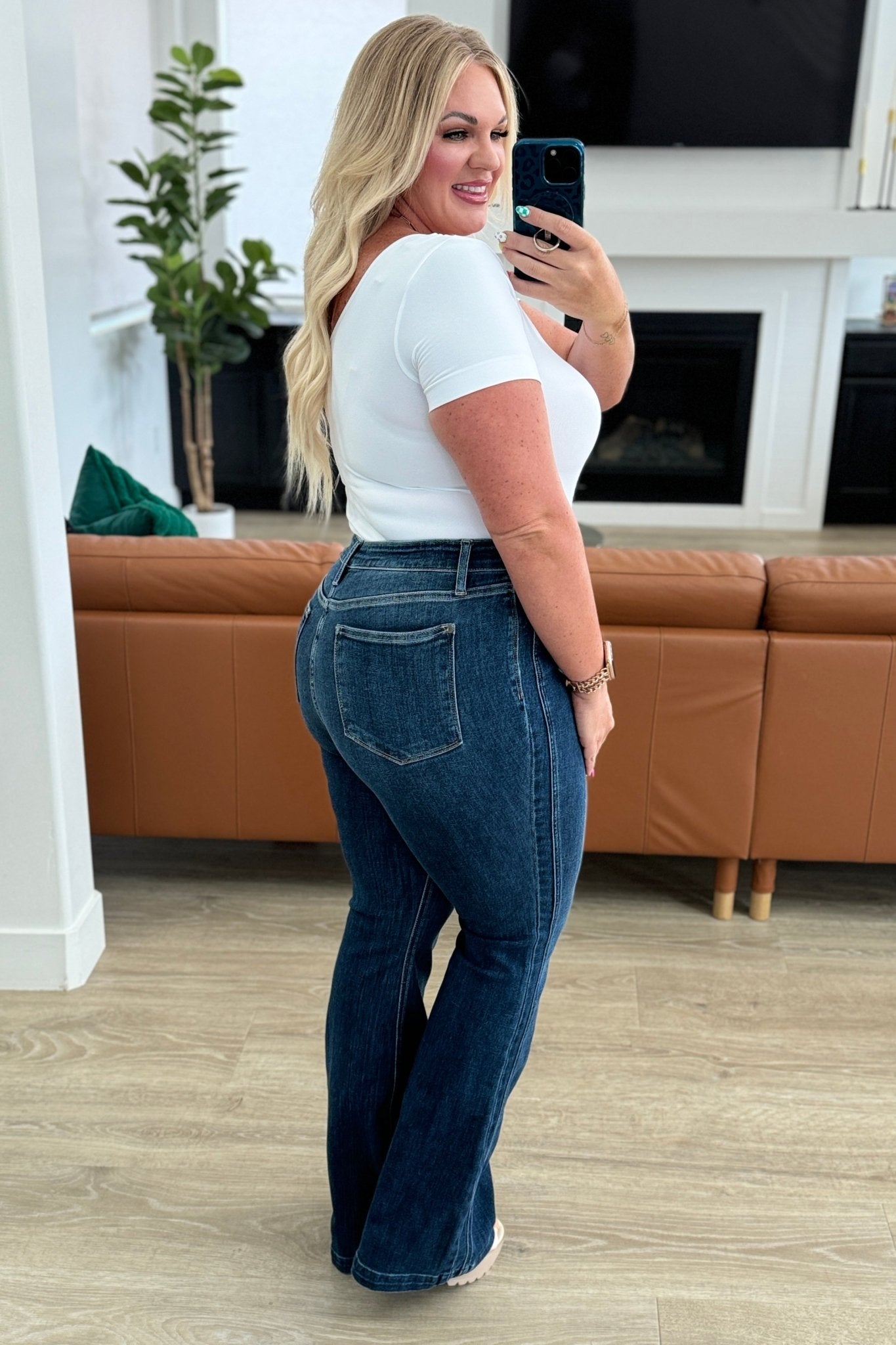 Mavis High Rise Side Seam Detail Flare Jeans - Loving God