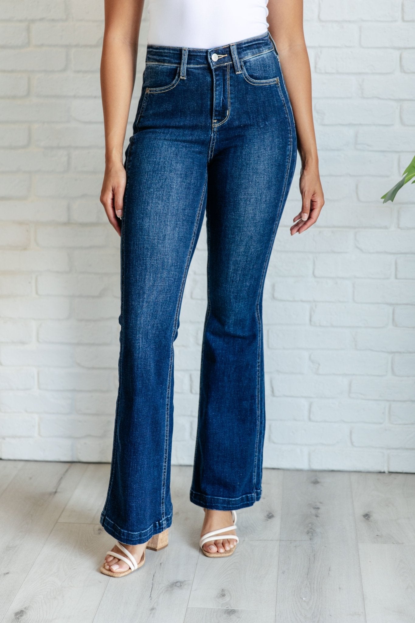 Mavis High Rise Side Seam Detail Flare Jeans - Loving God