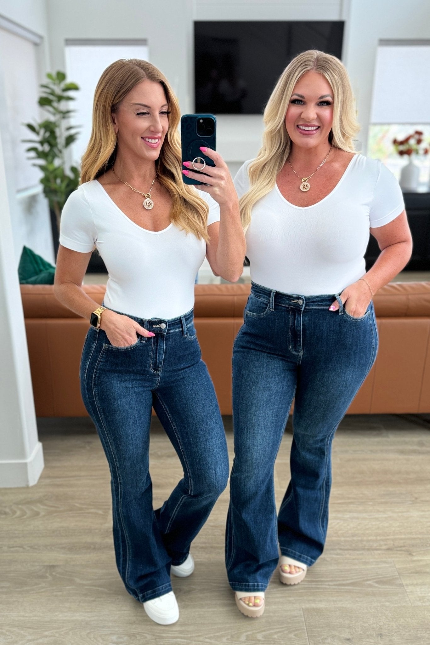 Mavis High Rise Side Seam Detail Flare Jeans - Loving God