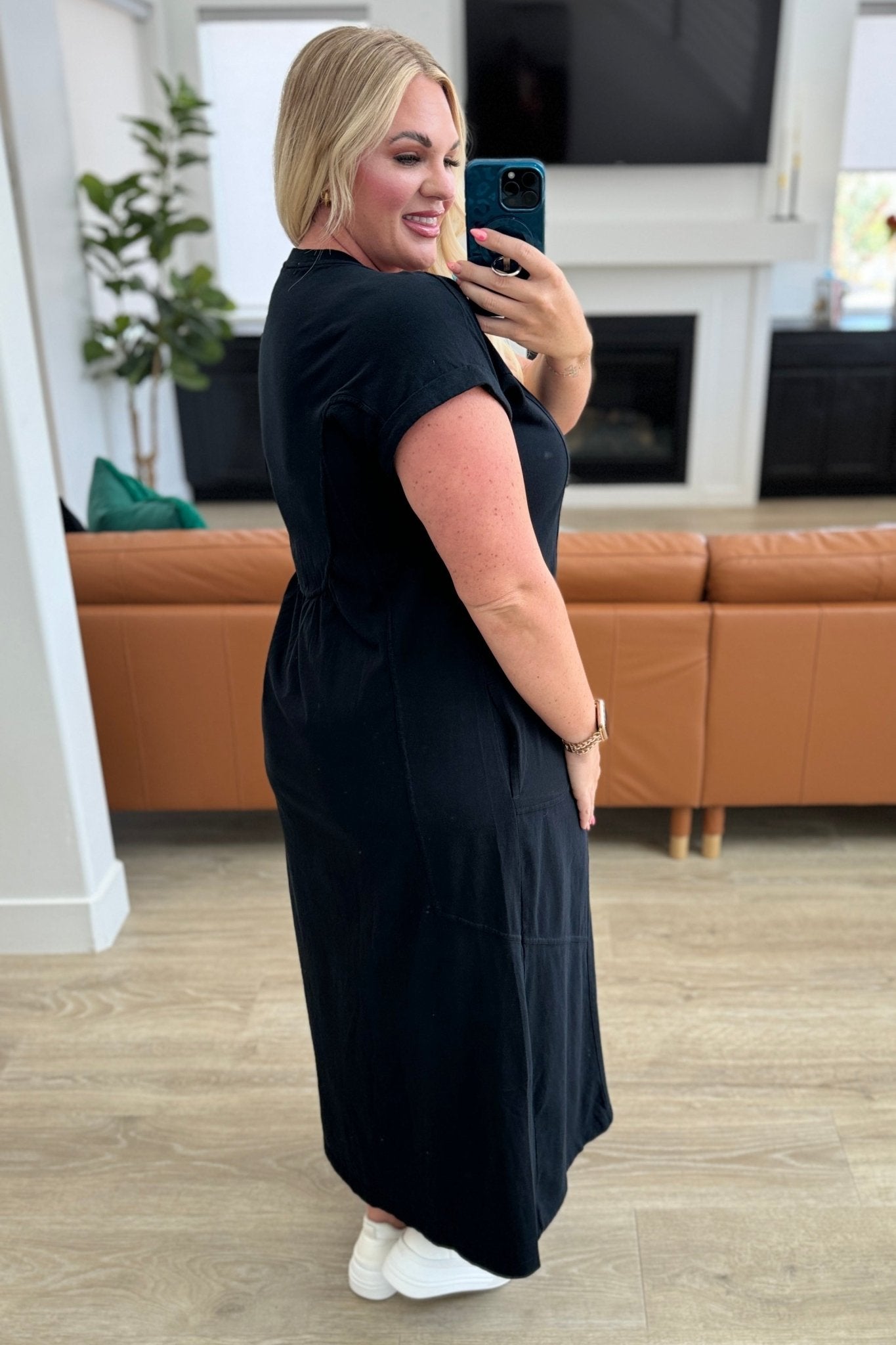 Modern Maritime Shift Maxi Dress in Black - Loving God
