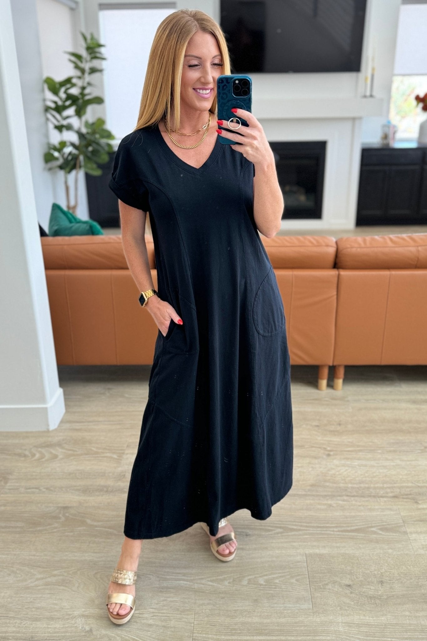 Modern Maritime Shift Maxi Dress in Black - Loving God