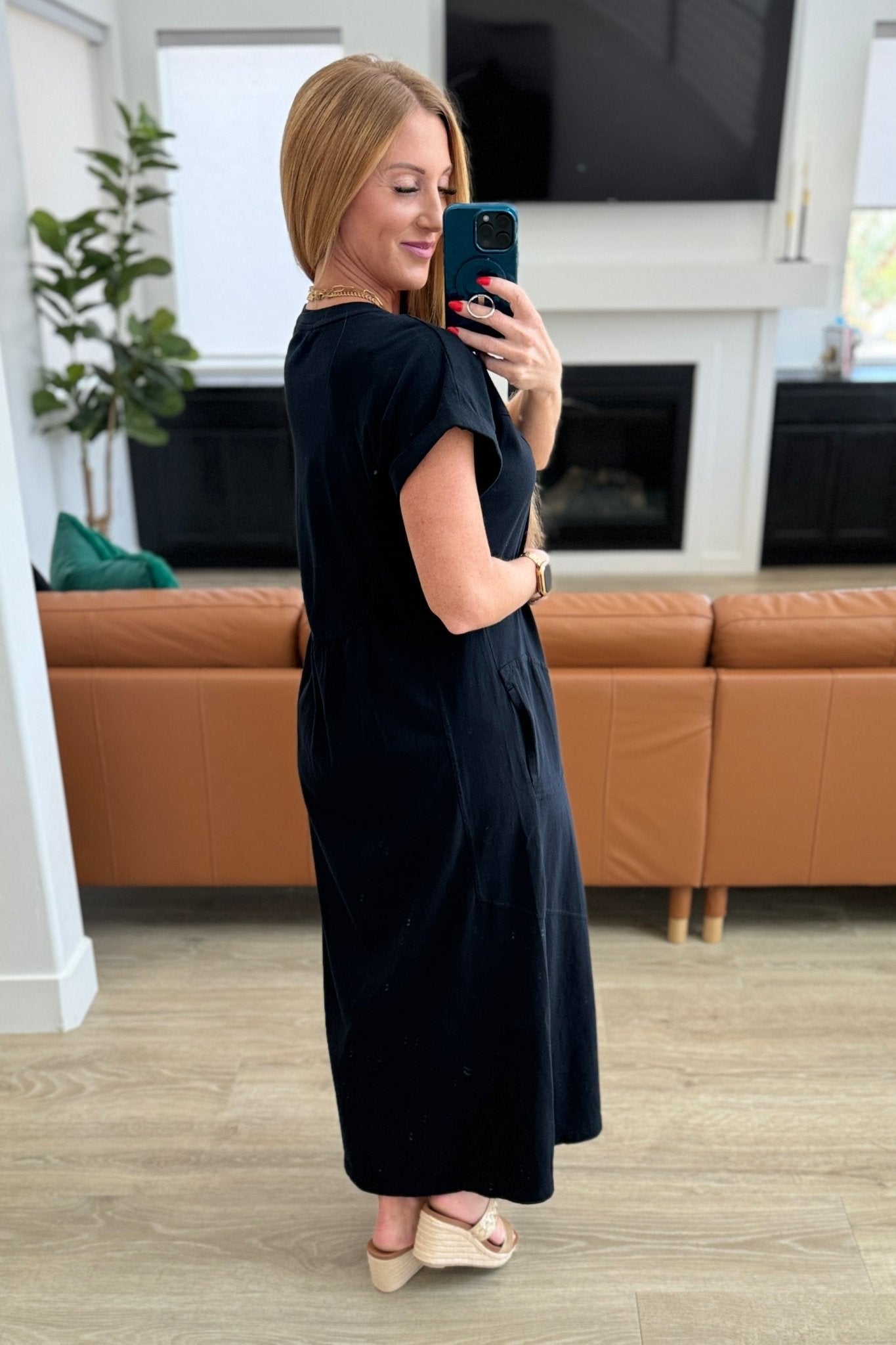 Modern Maritime Shift Maxi Dress in Black - Loving God
