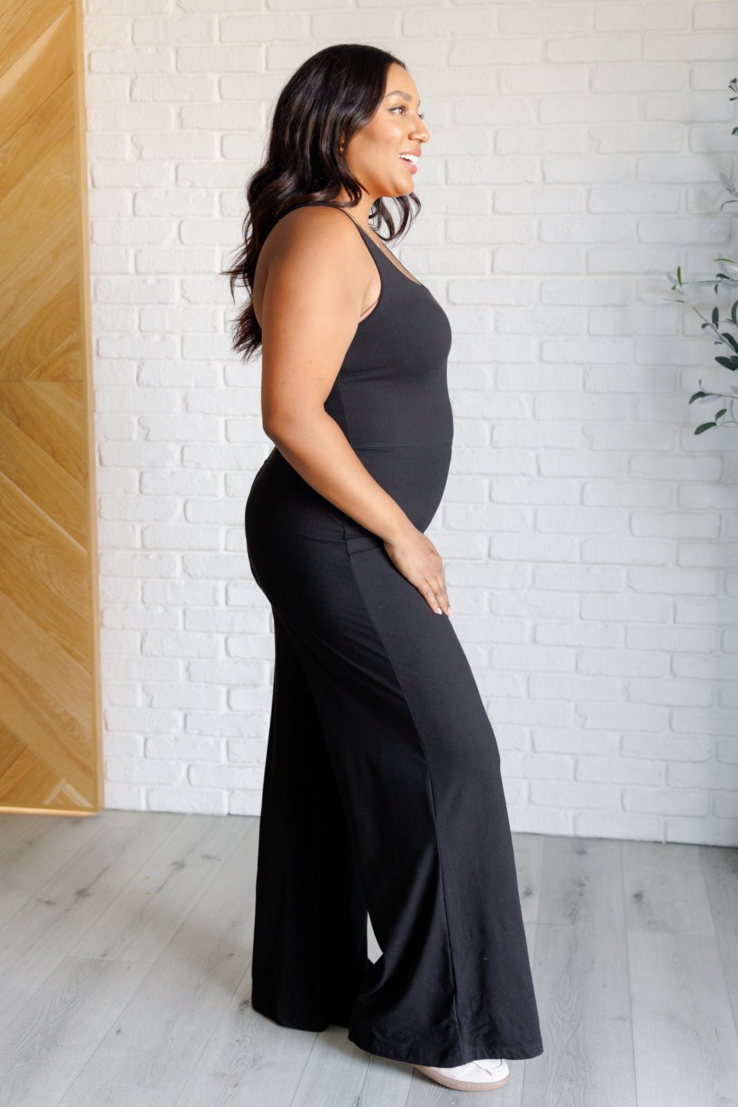 Shavasana Everyday Wide Leg Jumpsuit in Black - Loving God