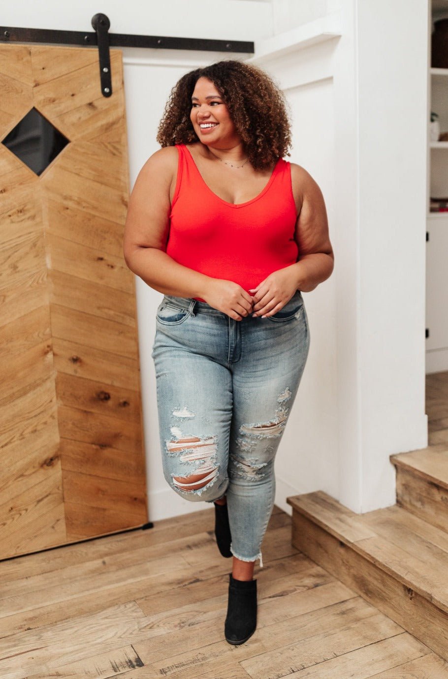 Stay Easy Tank In Cherry - Loving God