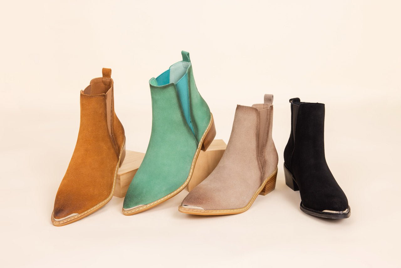 Wylie Suede Ankle Boot in Taupe - Loving God
