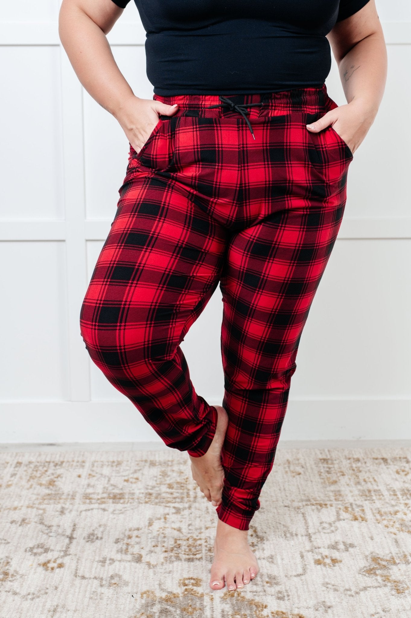 Your New Favorite Joggers in Red Plaid - Loving God