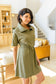 Darla Button Up Collared Dress in Olive - Loving God