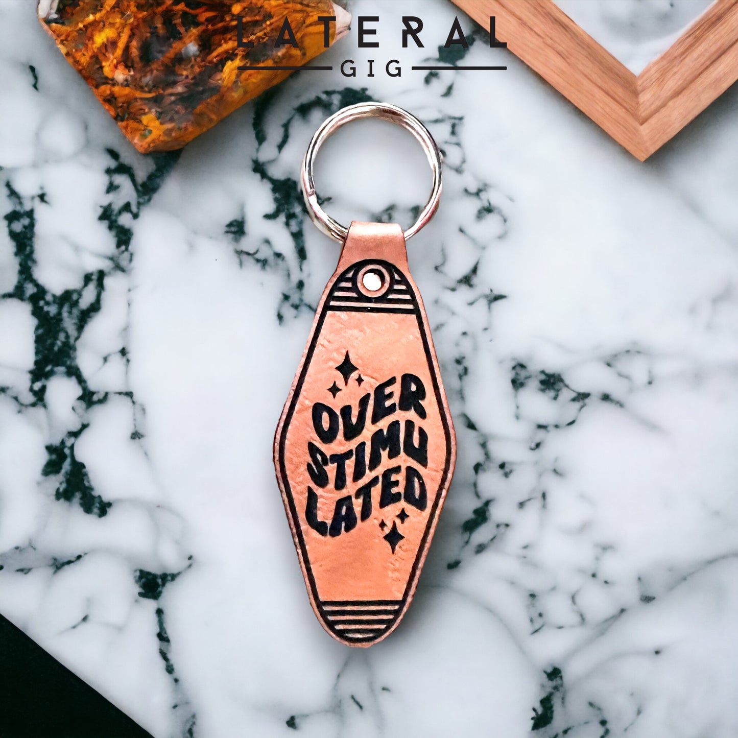 Overstimulated Leather Keychain