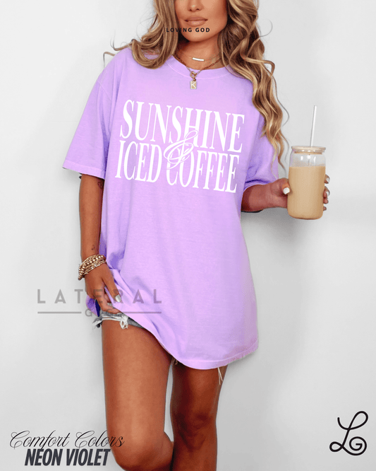 Lateral Gig Sunshine and Iced Coffee Comfort Colors Tshirt Oversized Neon Womenswear Tee Trendy Summer Fashion - Loving God