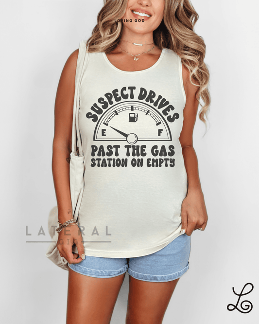 Lateral Gig Suspect Drives Past Gas Station on E Comfort Colors Gildan Tshirt Oversized Crewneck Sweatshirt Tank Top Neon Womenswear Tee Trendy Summer Fashion - Loving God
