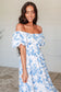 Nurturing Myself Square Neck Floral Dress in Blue - Loving God