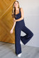 Shavasana Everyday Wide Leg Jumpsuit in Navy - Loving God